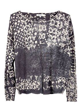 Sandwich Womens Wool Silk Cotton Knit Sweater Abstract Pattern Grey Cream Size M